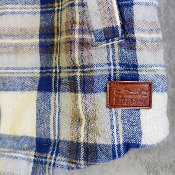 LL Bean Scotch Plaid Flannel Shirt Relaxed Fit Zip Hoodie Granola Size Small - Picture 10 of 15